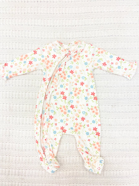 Infant Girls Bamboo Zipper Romper - Prairie Petals