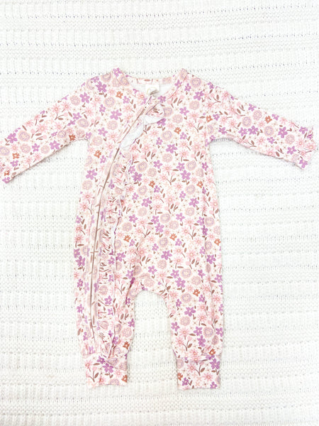 Infant Girls Bamboo Zipper Romper - Sweet Petals