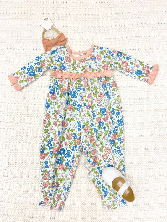 Baby Girl's Meadow Field Bamboo Bubble Romper