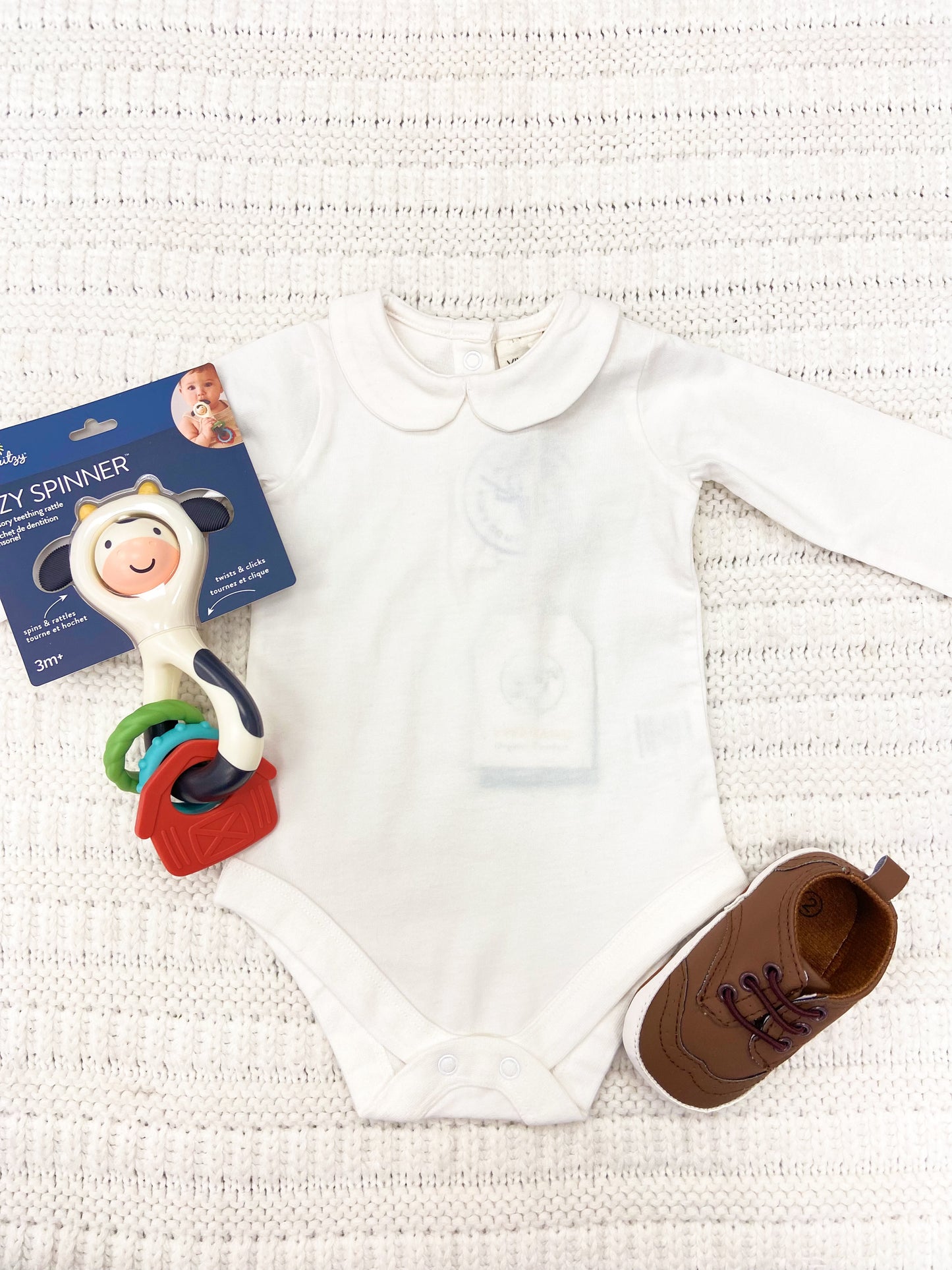 White Collar Baby Romper Long Sleeve