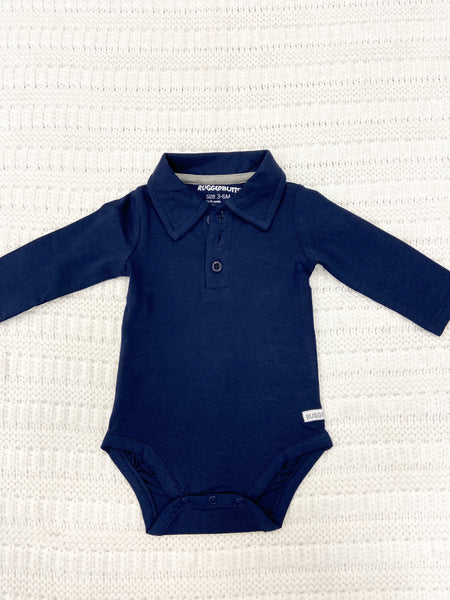 Infant Boys Dark Navy Knit Polo Bodysuit
