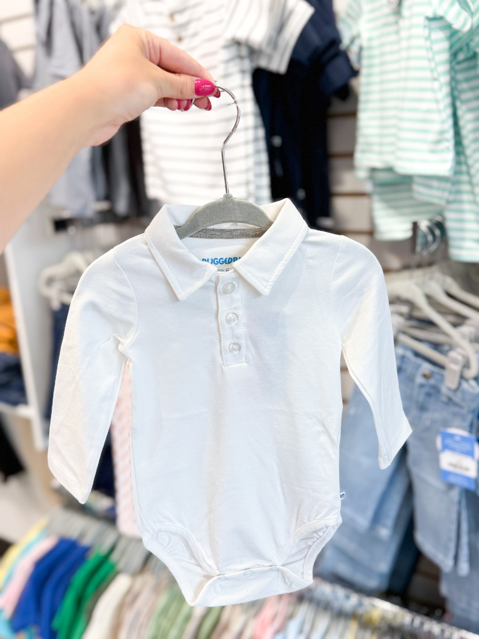 Infant Boys White Knit Polo Bodysuit