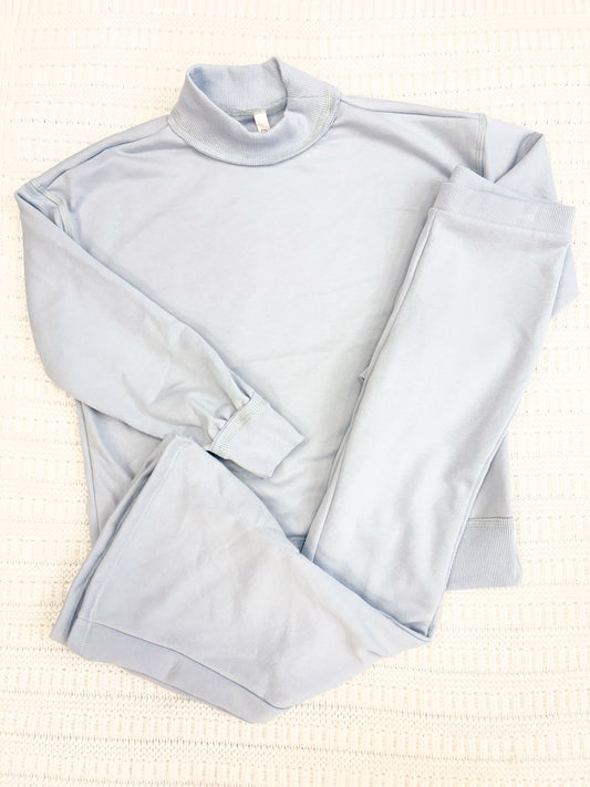 Youth Girl Terry Cotton Mock Neck Sweatshirt & Sweatpant Set