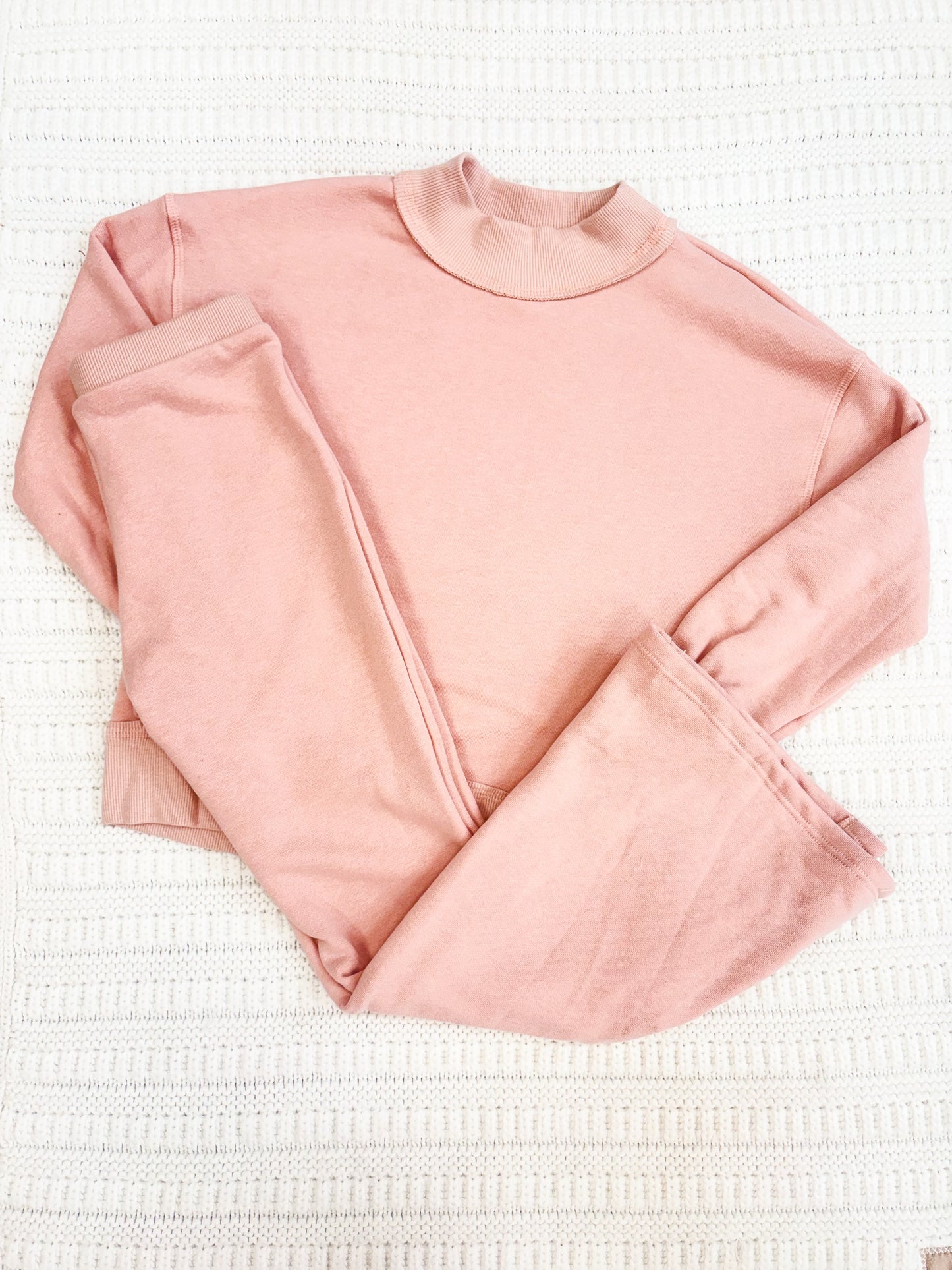 Youth Girl Terry Cotton Mock Neck Sweatshirt & Sweatpant Set