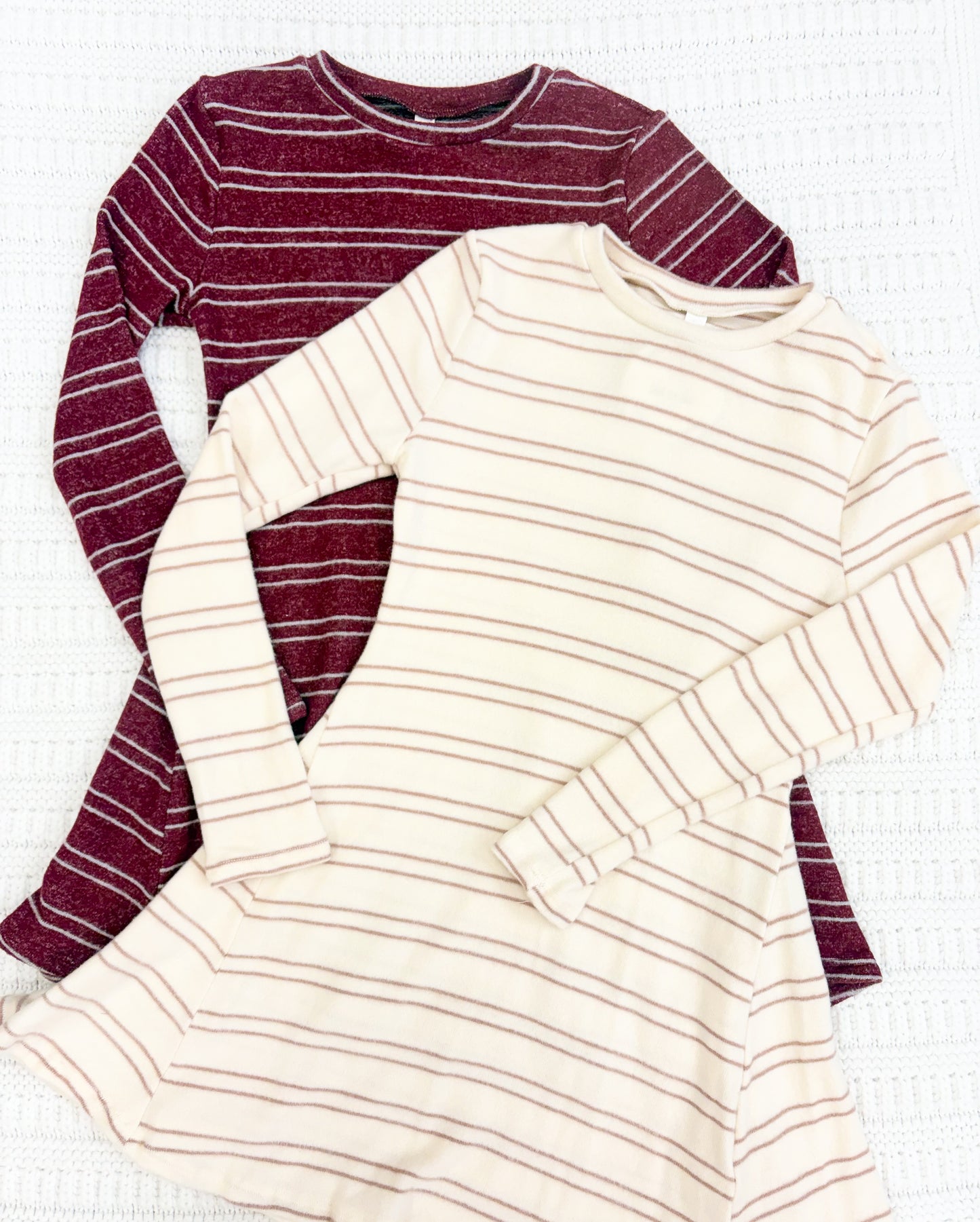 Youth Girls Striped Brushed Knit Flare Dress