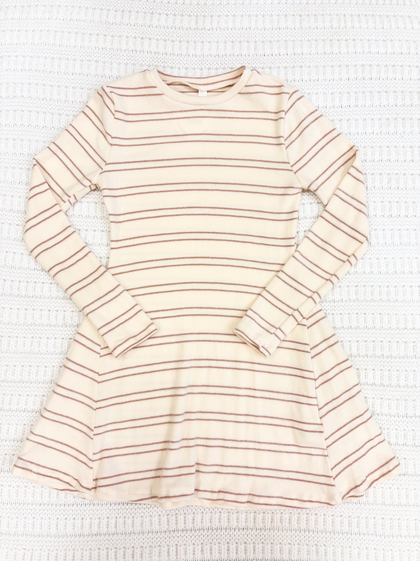 Youth Girls Striped Brushed Knit Flare Dress