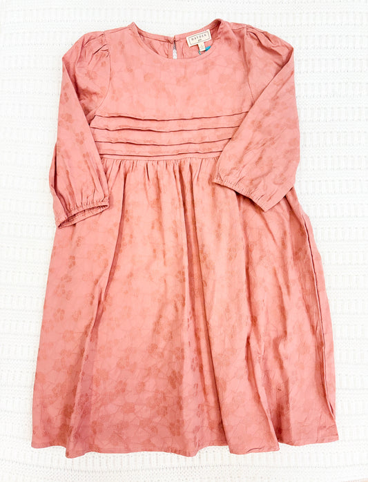 Youth Girls Pleated Detail Embroidered Dress