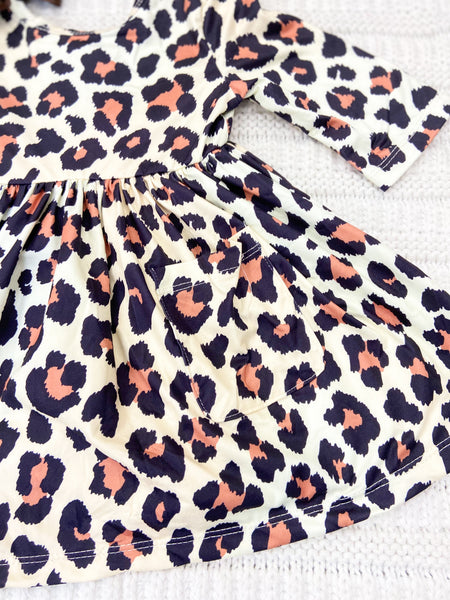 Girls Animal Print Pocket Twirl Dress