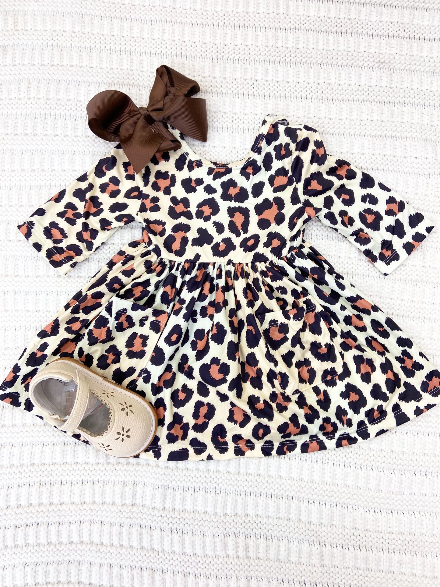 Girls Animal Print Pocket Twirl Dress