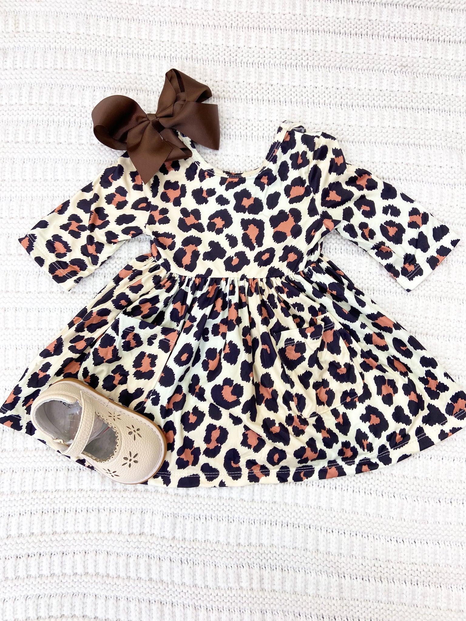 Girls Animal Print Pocket Twirl Dress