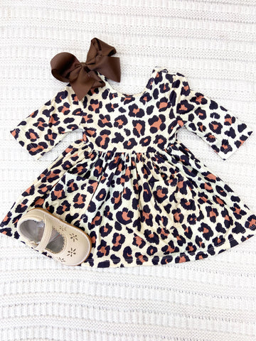 Girls Animal Print Pocket Twirl Dress