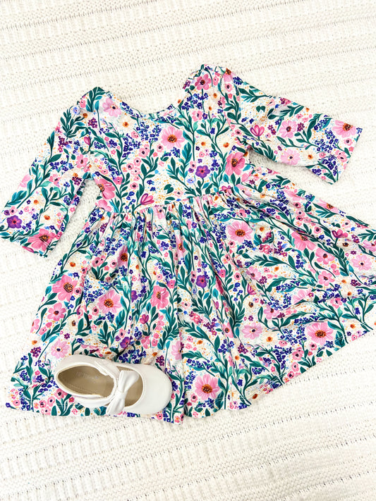 Toddler Girls Vivid Garden Pocket Twirl Dress