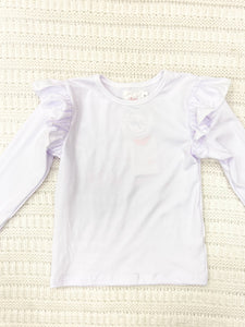 Toddler & Youth Girls White Ruffle Long Sleeve Tee