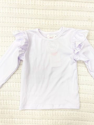 Toddler & Youth Girls White Ruffle Long Sleeve Tee