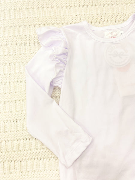 Toddler & Youth Girls White Ruffle Long Sleeve Tee