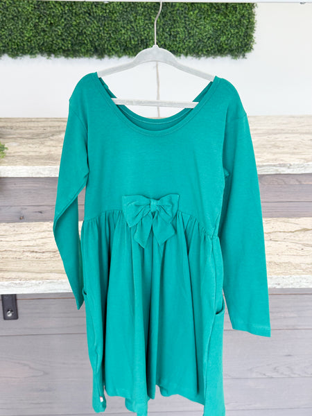 Youth Girls Green Knit Long Sleeve Dress