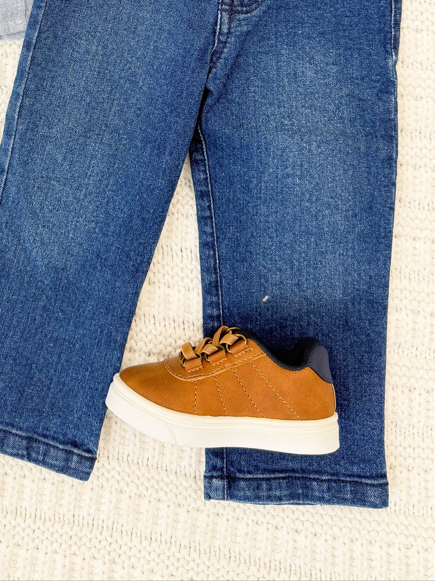 Toddler Boys Casual Low-Top Brown Sneaker
