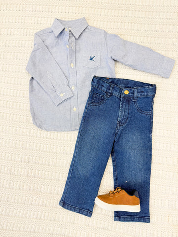 Toddler Boys Button Down Long Sleeve Dress Shirt