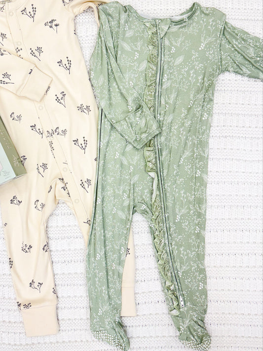 Emerson and Friends Bamboo Baby's Breath Footed Onesie