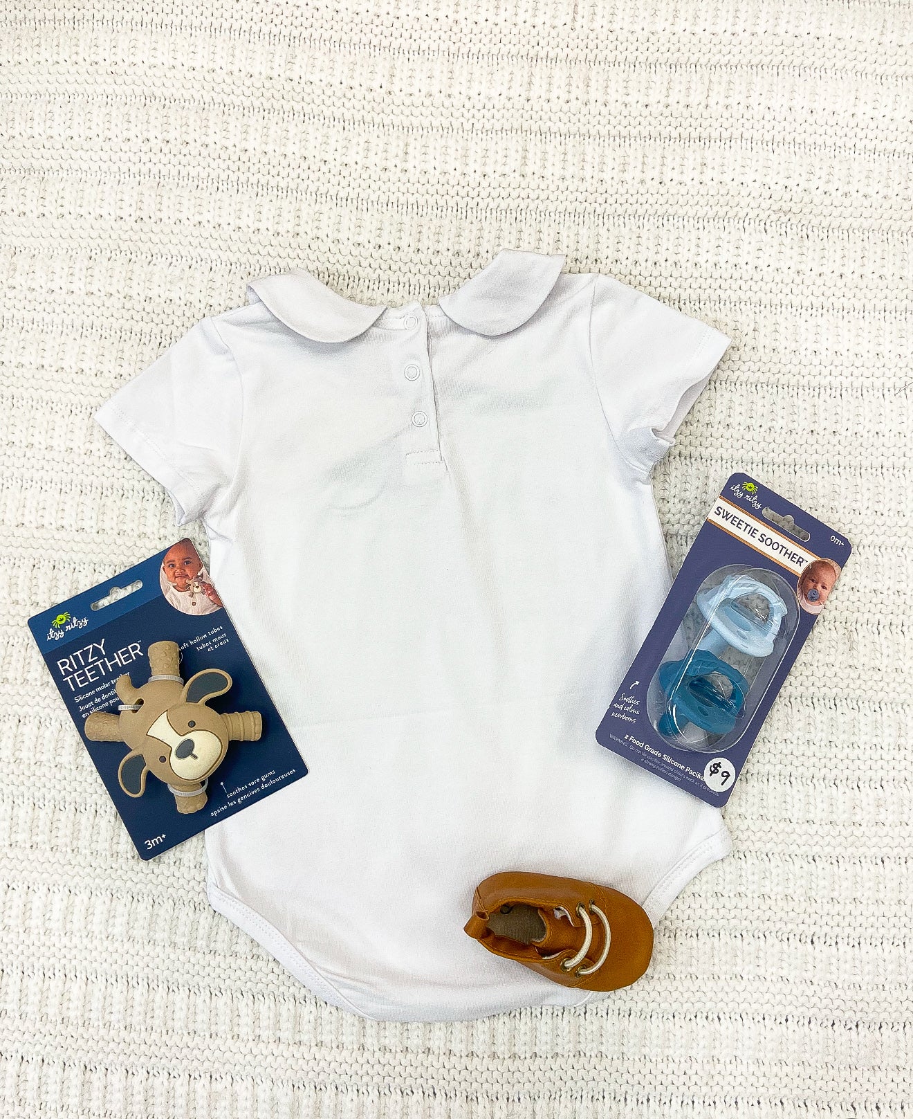 White Collar Baby Romper Short Sleeve