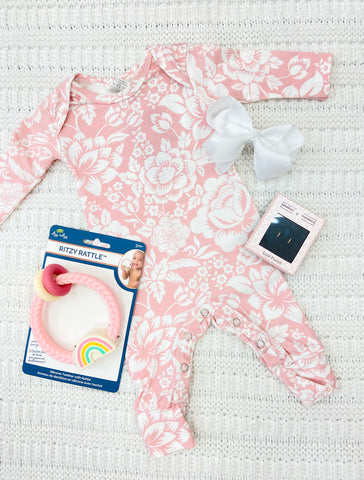 Baby Girl's Vintage Rose Bamboo Romper