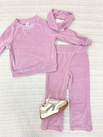 Toddler Girls Ribbed Pullover And Pant Set With Headband