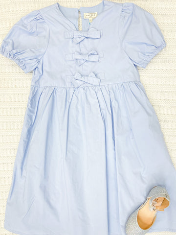 Girls Ribbon Detailed Puff Sleeve Dress
