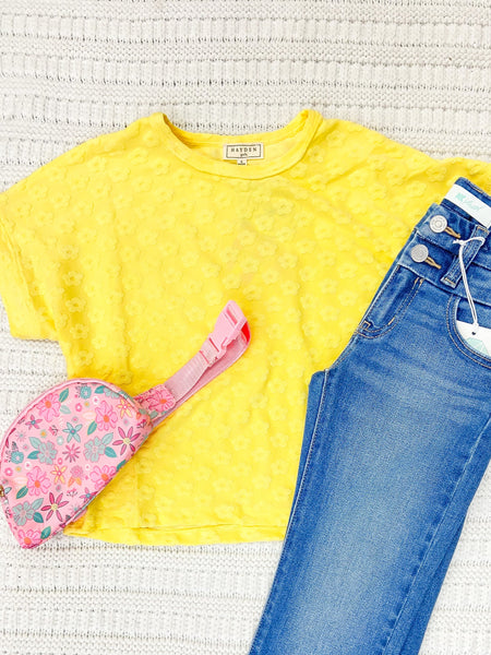 Youth Girls Textured Floral Knit Top