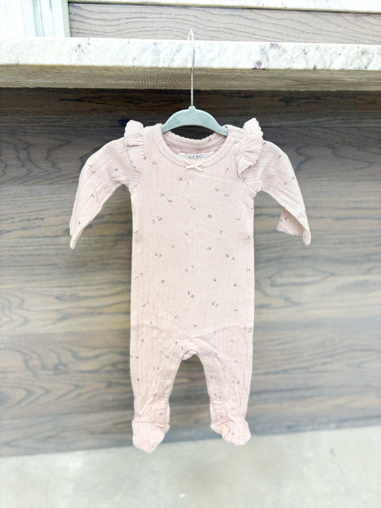 Infant Girls Brushed Pointelle Footed Romper