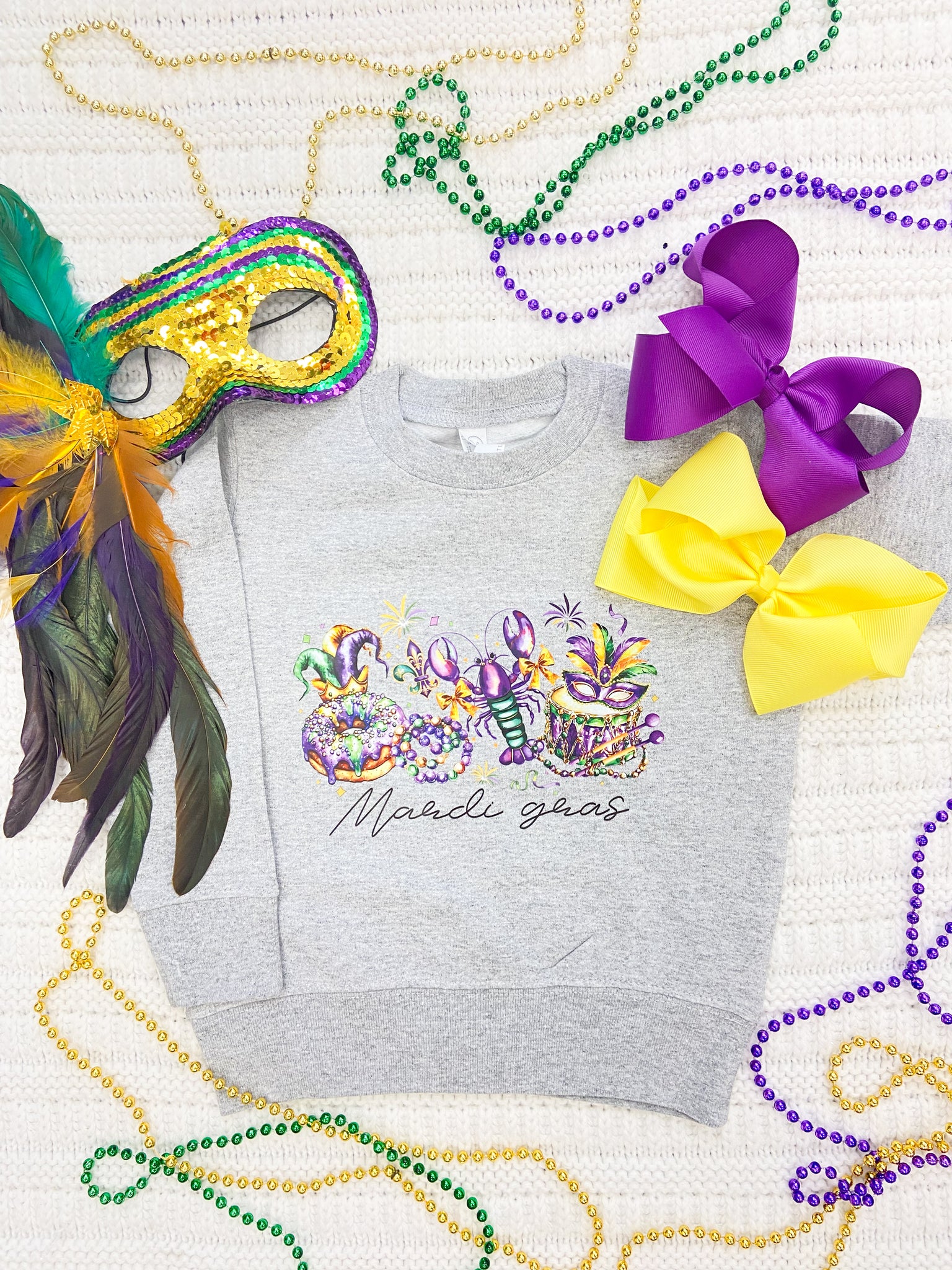 Let's Celebrate Mardi Gras Toddler Graphic Sweatshirt