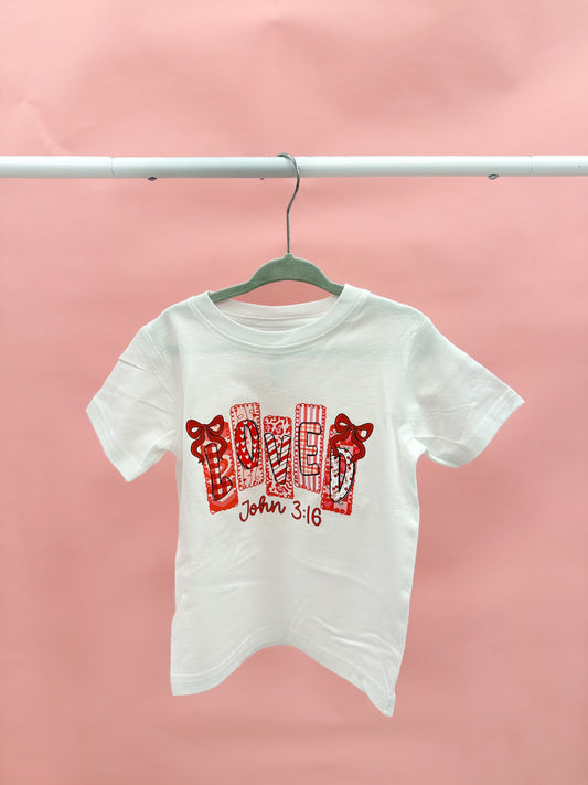 Toddler & Youth Girls Loved John 3:16 Graphic Short Sleeve Tee