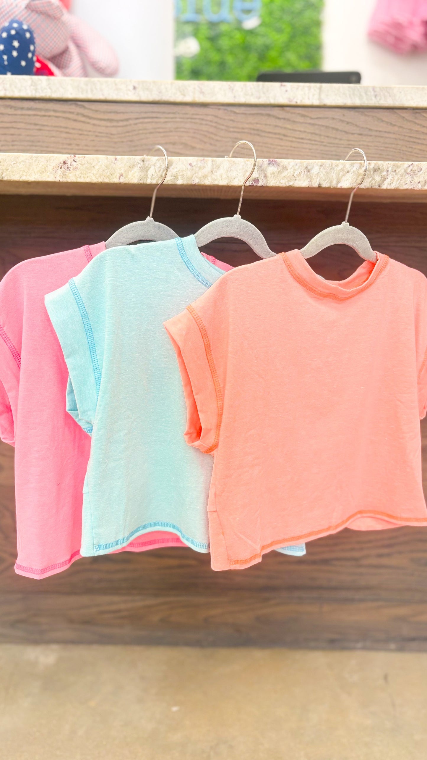 Youth Girls Overlap Open Back Reverse Stitched Top