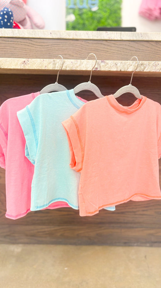 Youth Girls Overlap Open Back Reverse Stitched Top