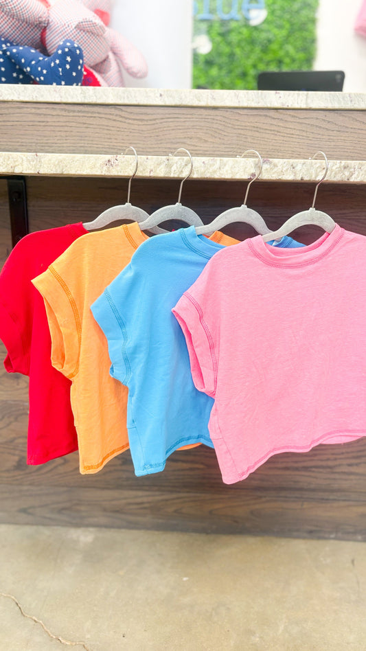 Youth Girls Open Back Short Sleeve Top
