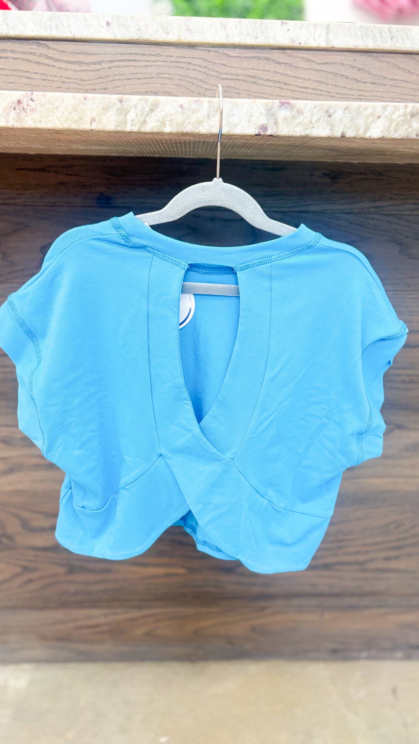 Youth Girls Open Back Short Sleeve Top