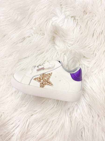 Purple And Gold Star Sneaker