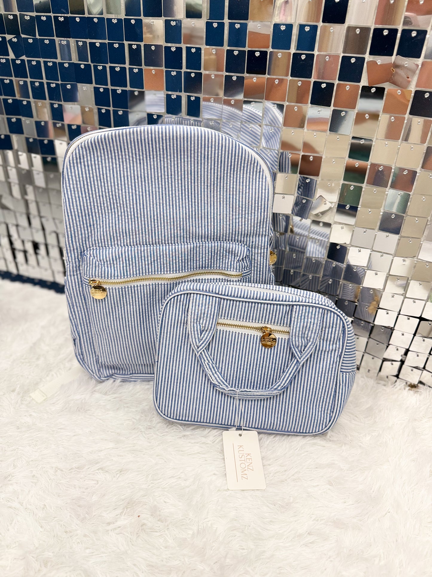 Navy Gingham Backpack + Lunchbox