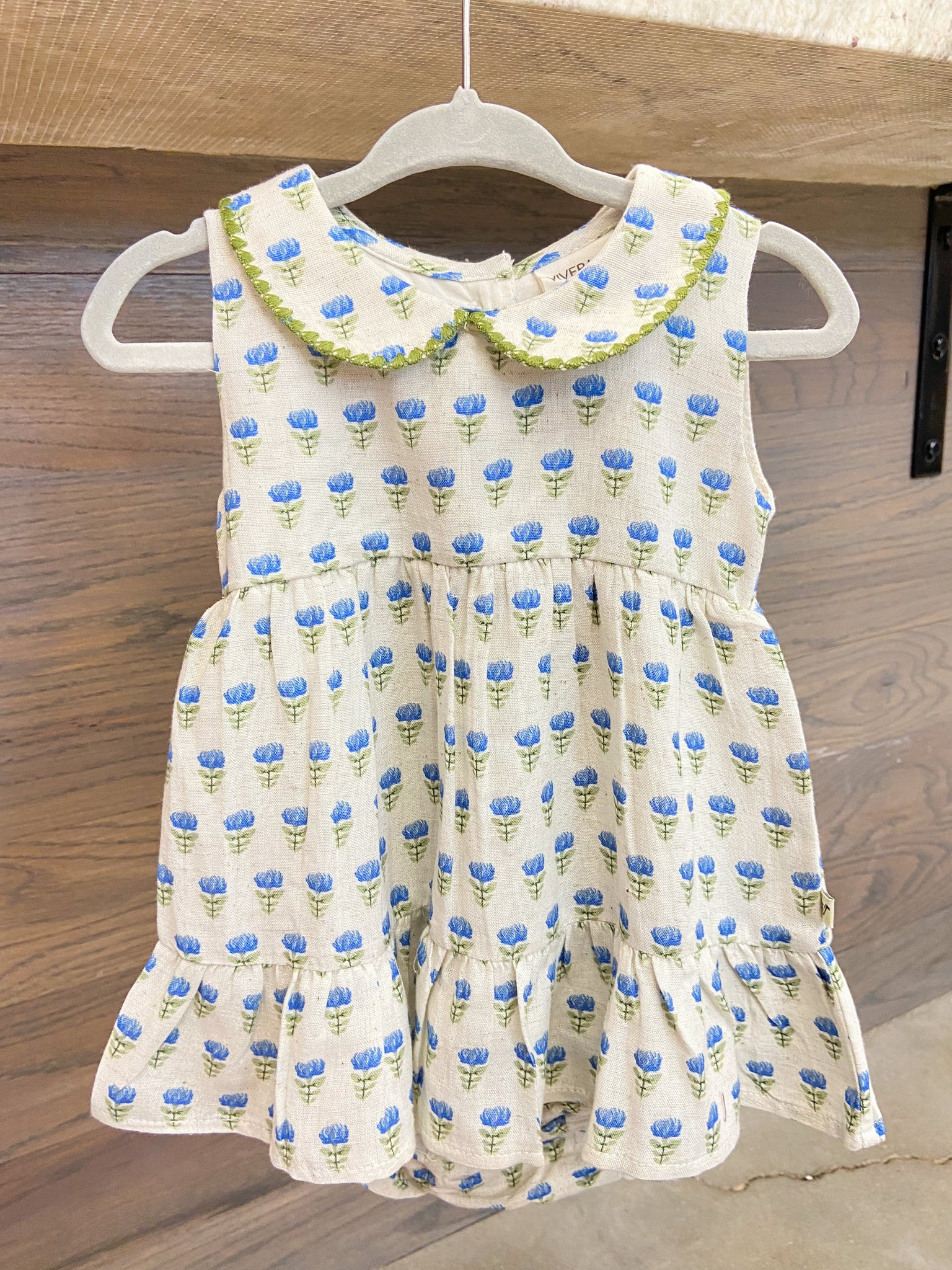 Infant Peter Pan Collar Floral Flare Dress + Bloomer