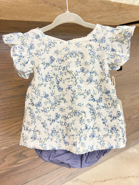 Infant Floral Bow Blouse + Bloomer