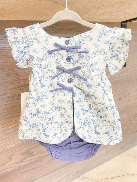 Infant Floral Bow Blouse + Bloomer