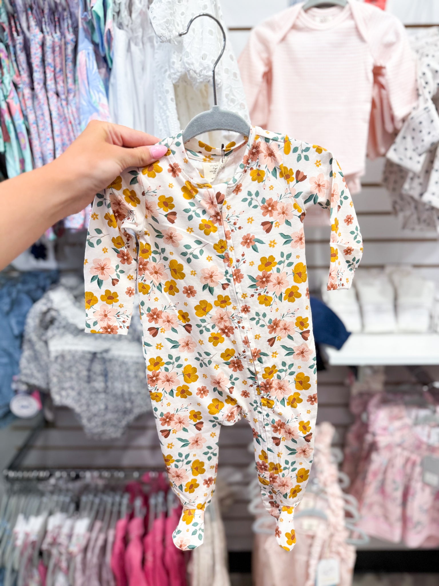 Infant Floral Zipper Footie