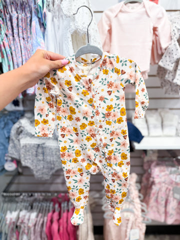 Infant Floral Zipper Footie