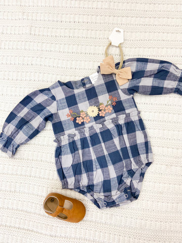 Infant Girls Gingham Embroidered Bodysuit