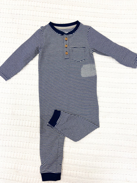 Baby Boys Stripe Knit Henley Romper
