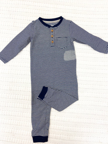 Baby Boys Stripe Knit Henley Romper