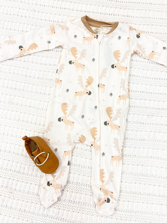 Baby Boys Moose Zipper Footie Jumpsuit