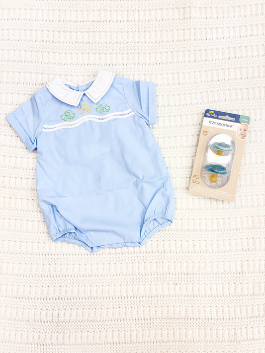 Infant Boy Bubble Romper with Embroidered Car