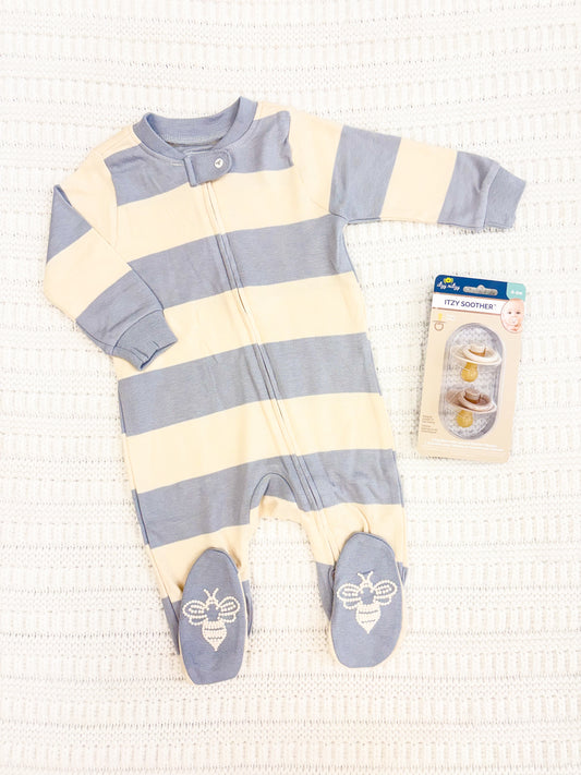 Infant Boy Long Sleeve Rugby Stripe Organic Cotton Sleeper