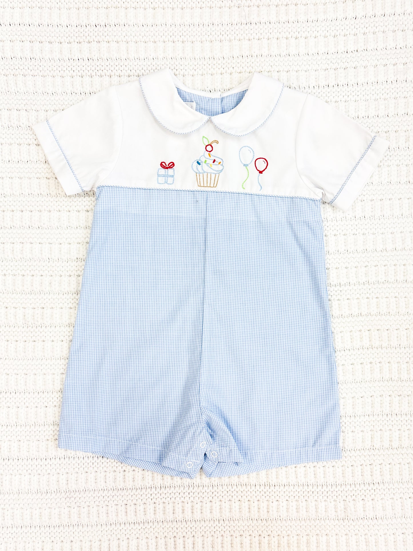 Infant Boy Embroidered Birthday Romper
