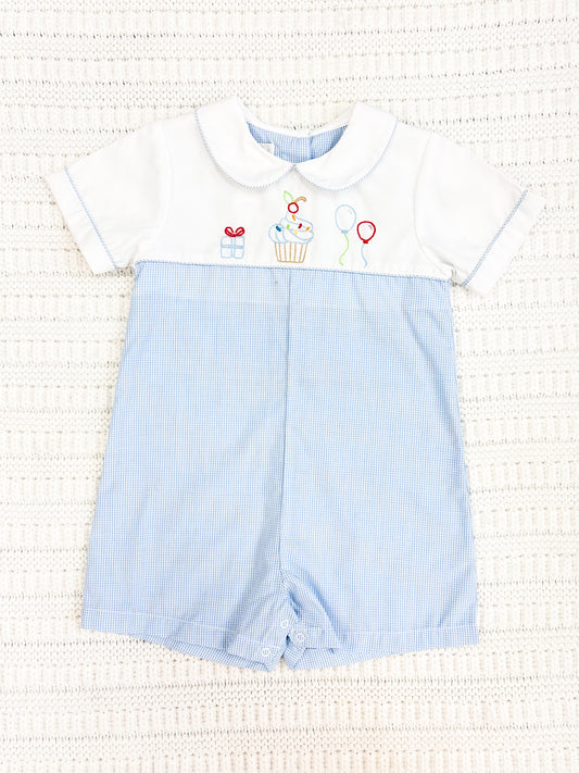 Infant Boy Embroidered Birthday Romper